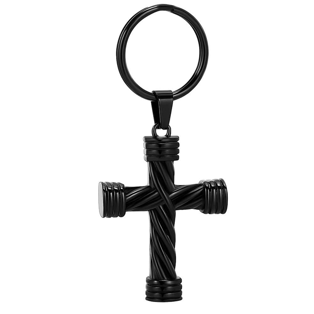 [Australia] - Imrsanl Cremation Jewelry for Ashes Cross Memorial Urn Necklace Pendant Keepsake Religious Cross Ashes Jewelry Black Keychain 