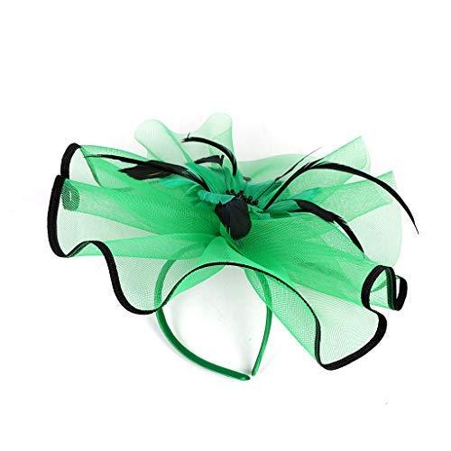 [Australia] - UKYLIN Women Fascinator Feather Hat Tea Party Headwear Cocktail Hat Charming Head Decoration Green and Black 