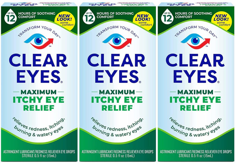 [Australia] - Clear Eyes Maximum Itchy Eye Relief Eye Drops, 0.5 Fl Oz, Pack of 3 0.5 Fl Oz (Pack of 3) 