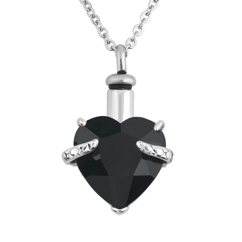 [Australia] - LoEnMe Jewelry 12 Birthstone Crystal Memorial Keepsake Love Heart Urn Necklace for Ashes Black Crystal 