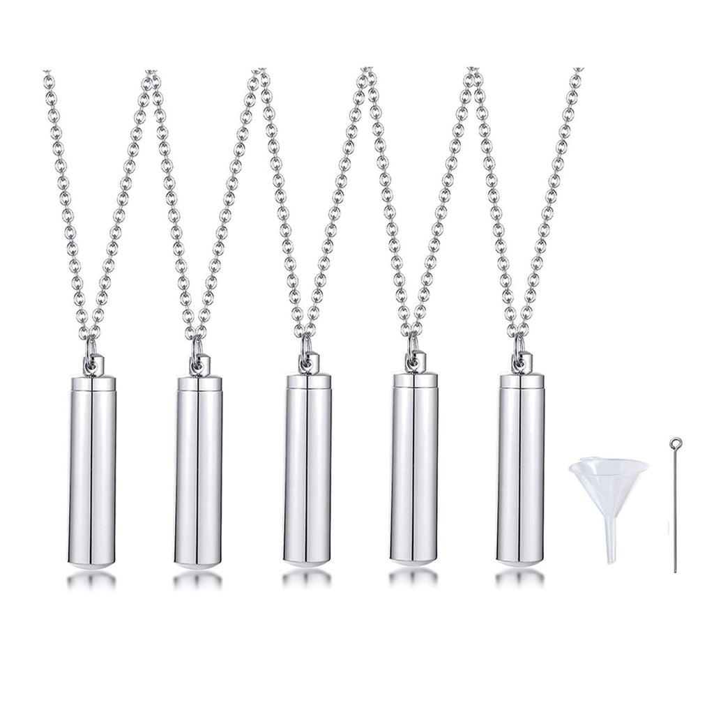 [Australia] - VNOX Pack of 2/3/4/5 -Unisex Customize Memorial Keepsake Stainless Steel Cylinder Cremation Ashes Necklace S-8MM*39MM(Plain) pack of 5 