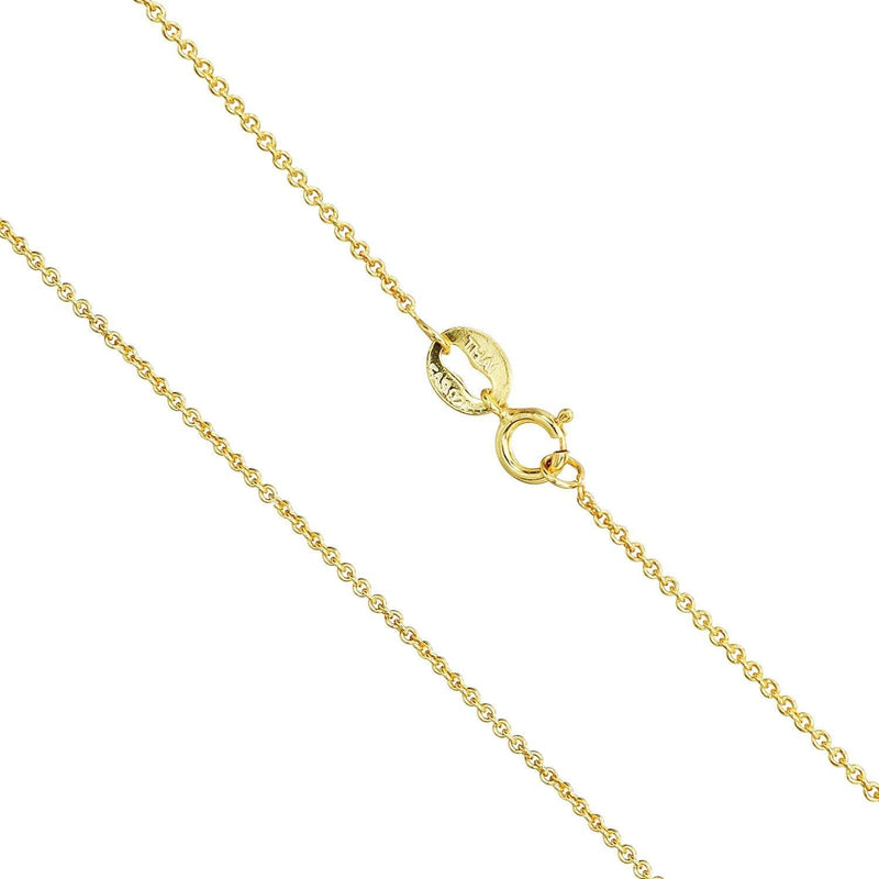 [Australia] - Sea of Ice Yellow Gold Flashed Silver 1mm Round Cable Chain Necklace for Women, Girls, Men Size 14 inch 