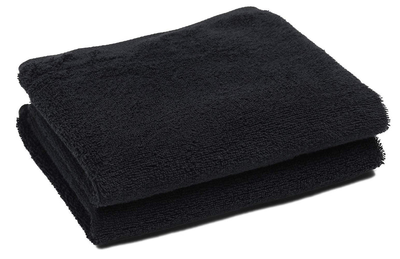 [Australia] - Black Salon Towels (2-Pack, 16 X 27 Inches)-Barber Hand Cotton Towel for Gym, Bath, Spa, Shaving, Shampoo Black 