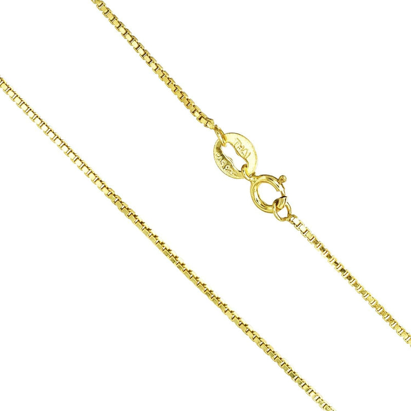 [Australia] - Sea of Ice 925 Sterling Silver 1mm Italian Box Chain for Women Girls Kids Unisex, 14-36 Inch Yellow Gold Flashed Sterling Silver 14.0 Inches 