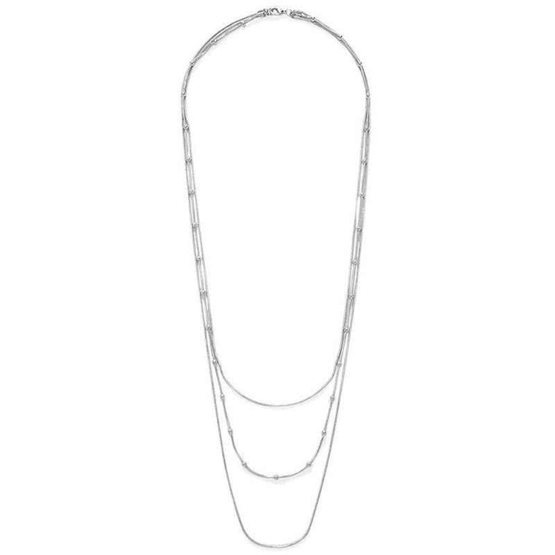 [Australia] - Multilayer Choker Long Chain Tassel Pendant Necklace for Women Girls Beads Necklace Long Bar Charm Chain Jewelry Silver three layer 