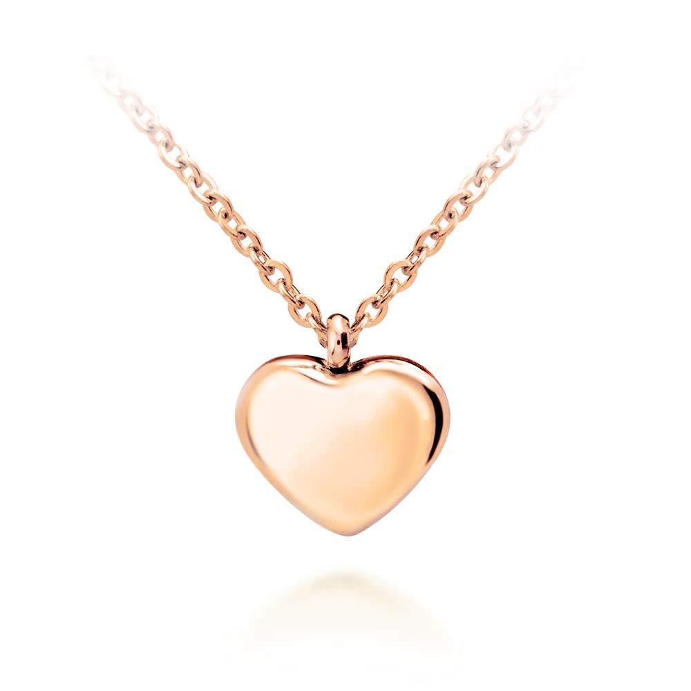 [Australia] - 555Jewelry Womens Stainless Steel Love Cute Heart Shape Dainty Pendant Necklace Pink Rose Gold 18.0 Inches 