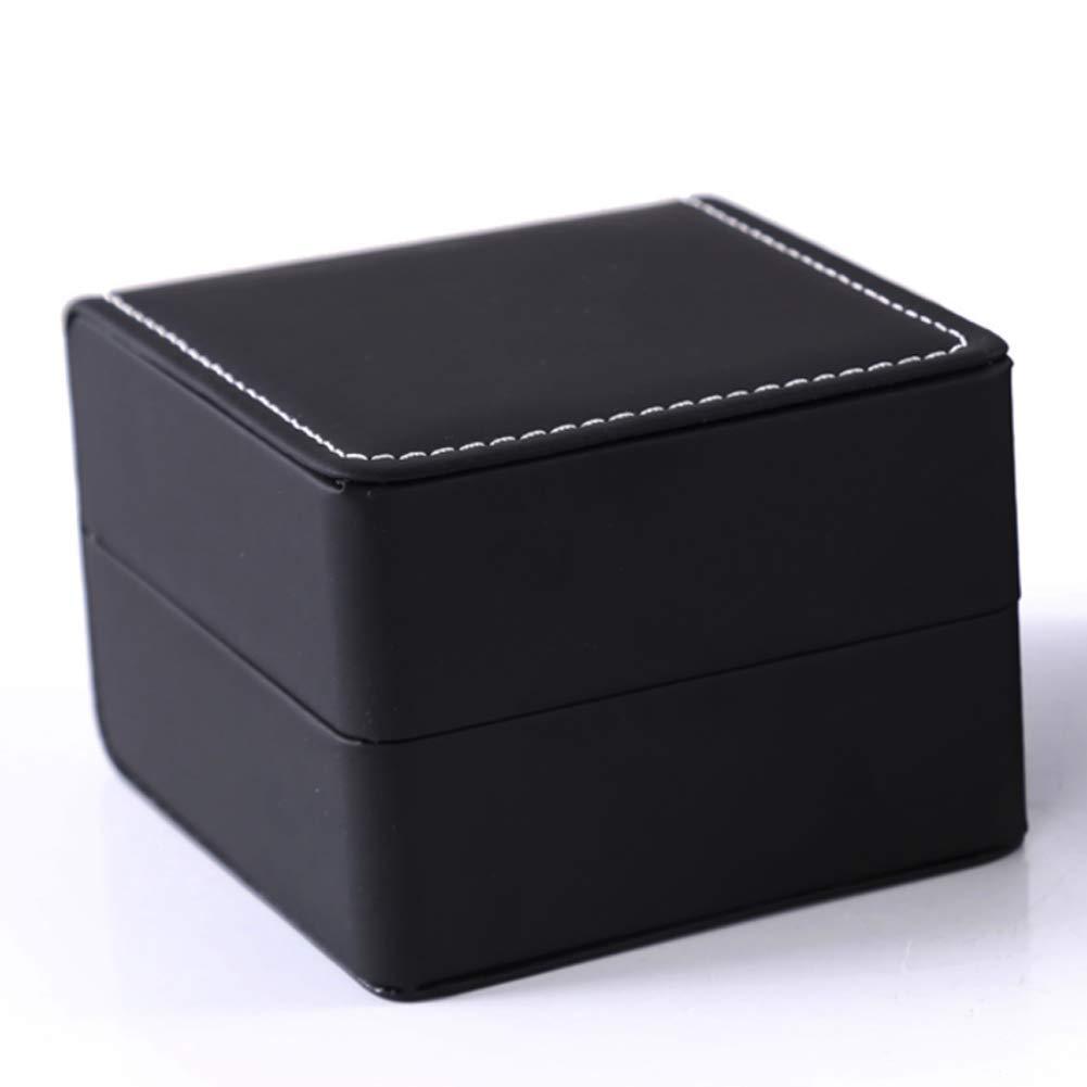 [Australia] - Teensery Single Slot Watch Box PU Leather Wristwatch Display Case Portable Organizer for Men Women Traveling Gift Bracelet Watch Jewelry Box,Black 