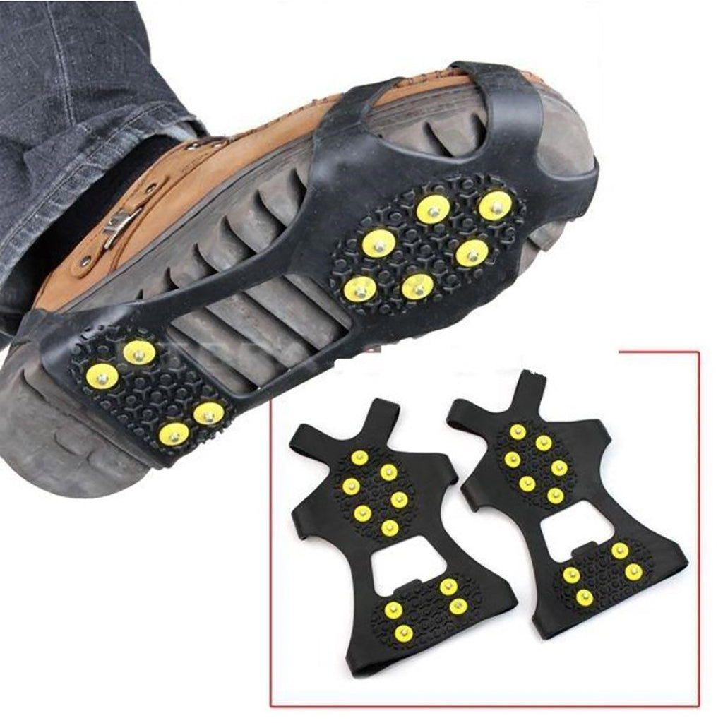[Australia] - LEEBEI 2Pcs Non-Slip Shoe Cover,Ice Snow Grippers,Over Shoe Boot Traction Cleat Rubber Spikes Mountaineering Non-Slip Shoe Cover 10-Stud Slip-on Stretch Footwear (Small (Shoes Size:W 5-7/M 3-5)) Small (Shoes Size:W 5-7/M 3-5) 