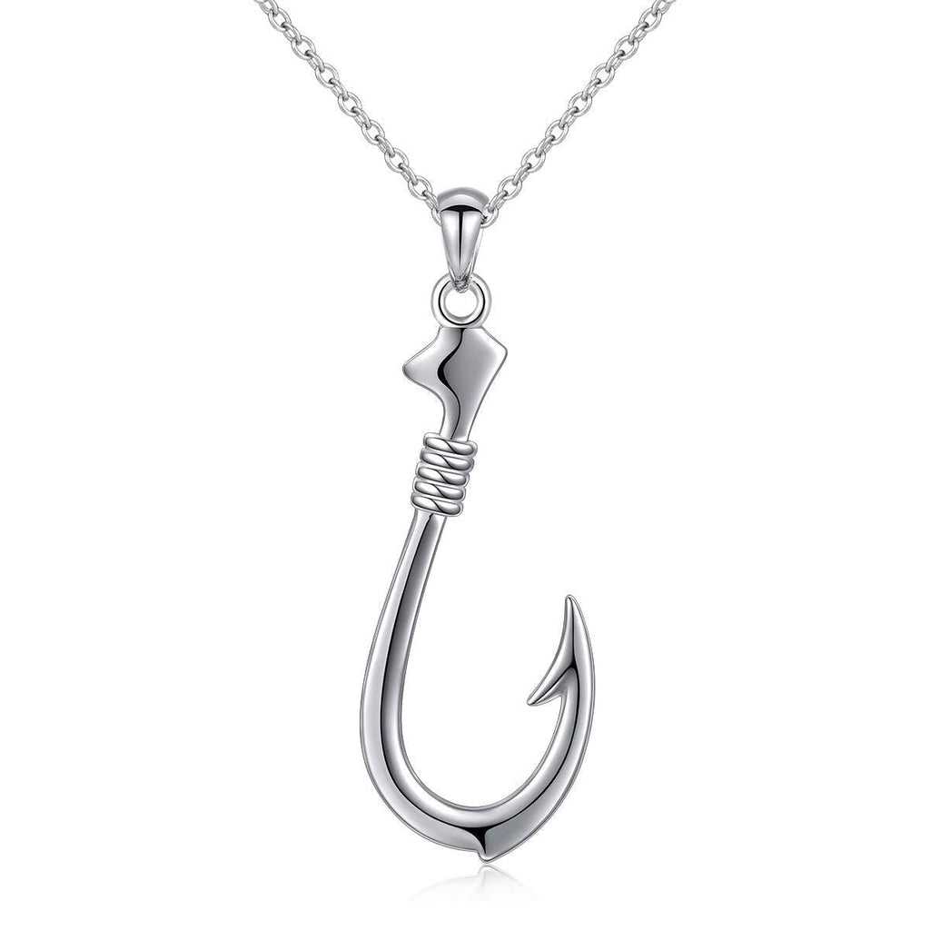 [Australia] - 925 Sterling Silver Hawaii Fishing Fish Hook Pendant Necklace for Women Girls Gift 