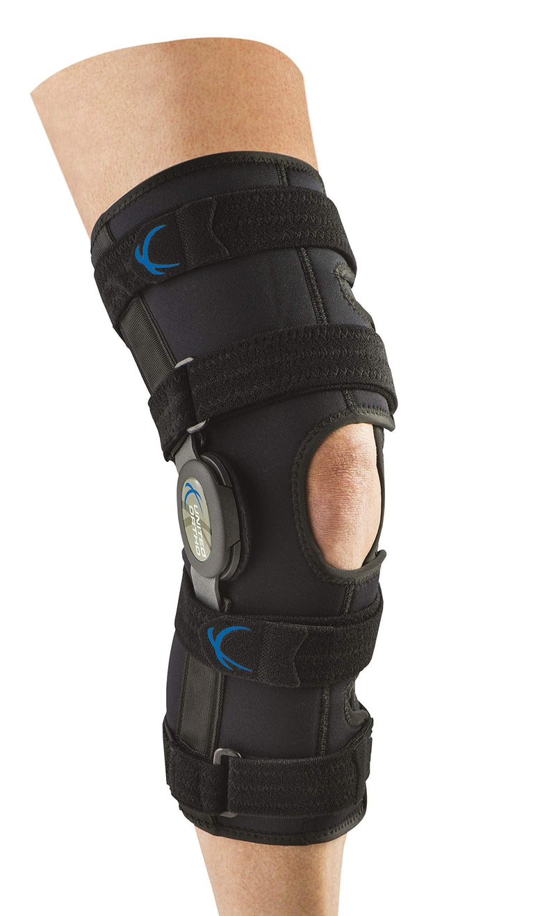 [Australia] - United Ortho 300250-03 Tall Neoprene Wraparound Hinged Knee Support Brace, Small Black 