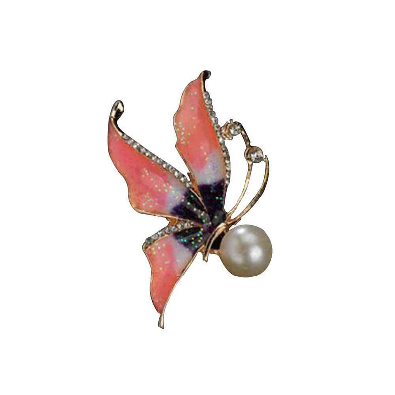 [Australia] - JczR.Y Pearl Butterfly Brooch Pins Clear Crystal Rhinestone Butterfly Insect Brooch Pin Banquet Wedding Jewelry Party Gifts pink 