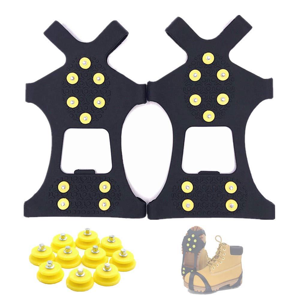 [Australia] - Fiersh Ice Cleats - Snow Grips Crampons Anti-Slip Traction Cleats Ice & Snow Grippers for Shoes and Boots - 10 Steel Studs Slip-on Stretch Footwear for Women Men Kids (Extra 10 Studs) Small 