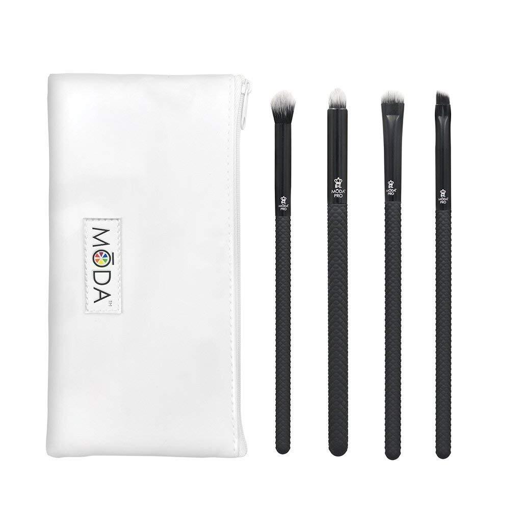[Australia] - MODA Pro Bold Eye 5pc Makeup Brush Set with Pouch, Includes, Crease, Smoky Eye, Smudger and Line Brushes, Black 