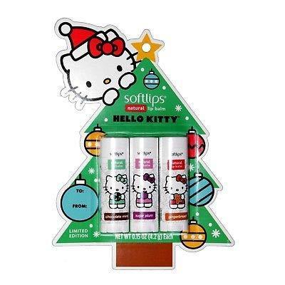 [Australia] - Softlips Limited Edition Hello Kitty Holiday Natural Lip Balm - Chocolate Mint, Gingerbread, Sugar Plum 0.15 oz / 4.2 g 
