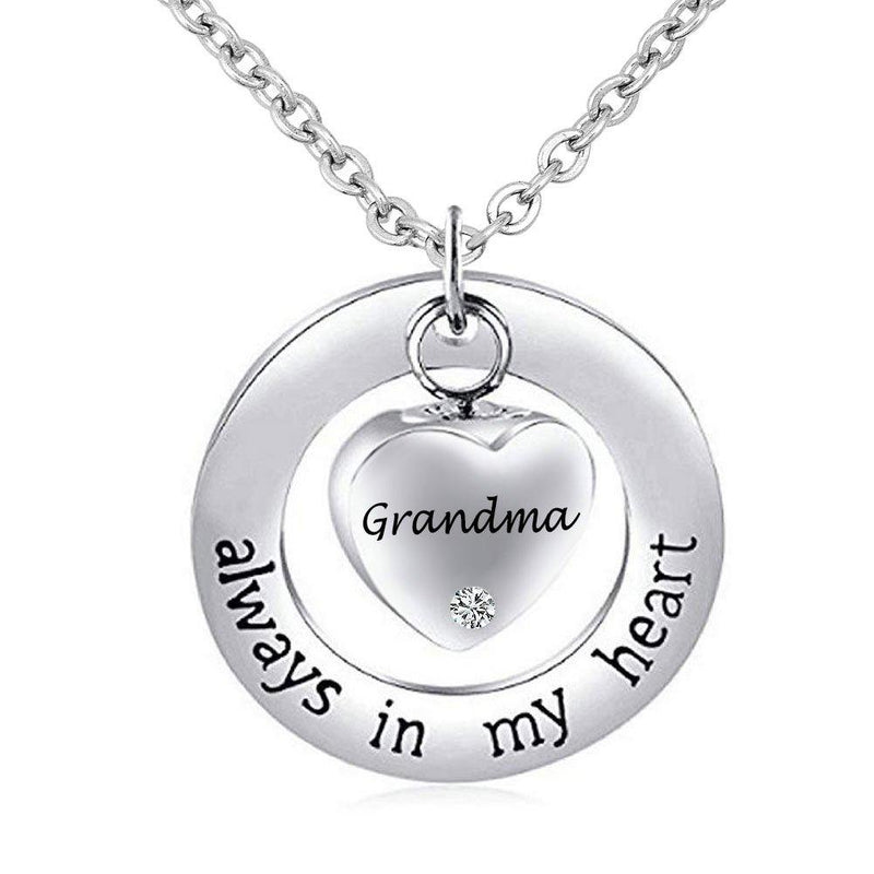 [Australia] - CLY Jewelry Urn Necklace for Ashes Love Always in My Heart Pendant Necklace Family Love Surrounded by Ring Cremation Jewelry for Women Men Memorial Keepsake for Family Grandma Heart 