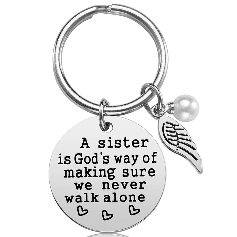 [Australia] - Sister Gift from Sister - A Sister is God's Way of Making Sure We Never Walk Alone Sister Keychain Sister Jewelry Christmas Birthday Gifts for Sisters 