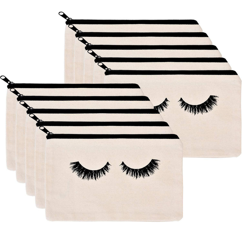 [Australia] - 10 Pieces Eyelash Makeup Bags Cosmetic Bags Travel Make up Pouches with Zipper for Women Girls (White) 