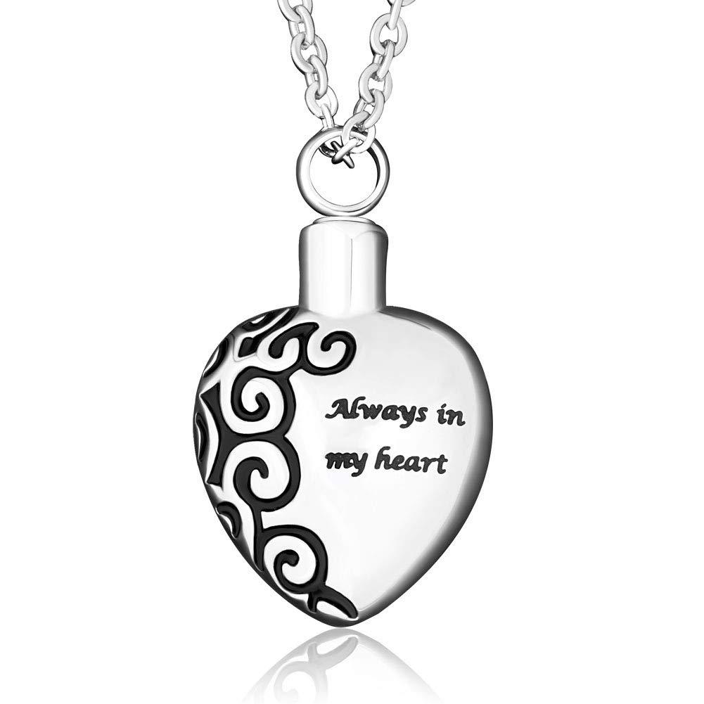 [Australia] - CLY Jewelry Stainless Steel Pendant Memorial Keepsake Cremation for Ashes Heart Urn Necklace Silver pendant 