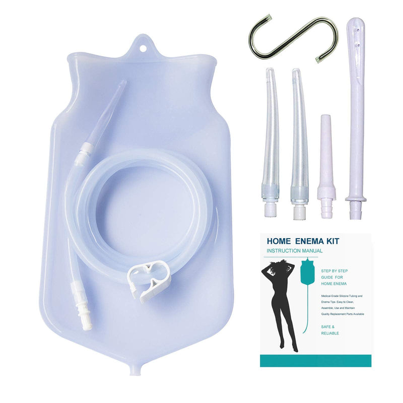 [Australia] - Enema Bag Kit for Colon Cleansing, 2 Quart Open Top Enema Bag with Silicone Hose - Reusable Home Coffee Water Colon Cleansing Enema Kit 