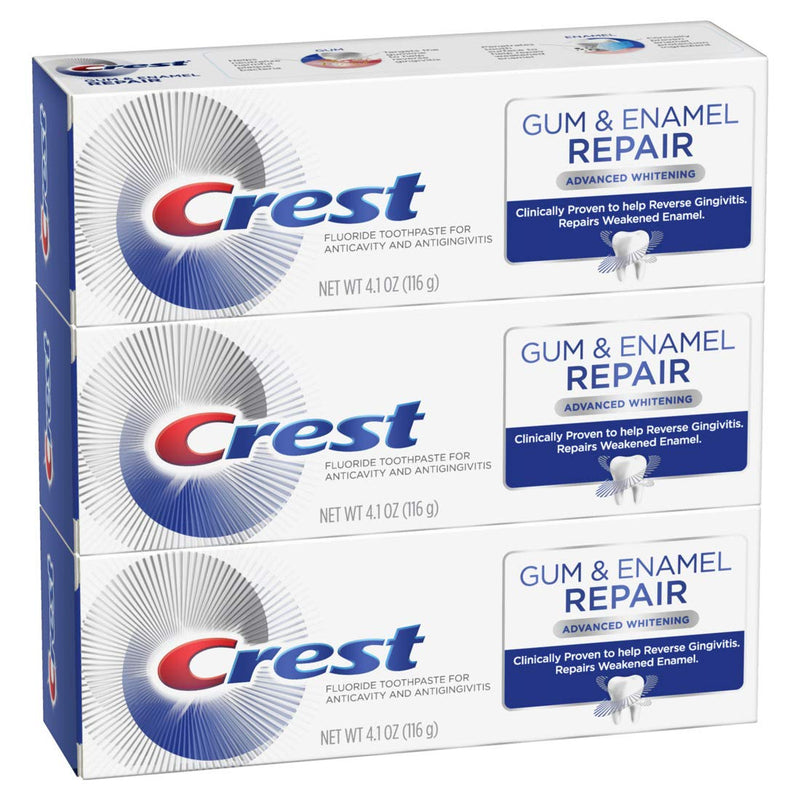 [Australia] - Crest Gum & Enamel Repair Toothpaste, Advanced Whitening, 4.1oz (Pack of 3) ( Packaging May Vary ) 
