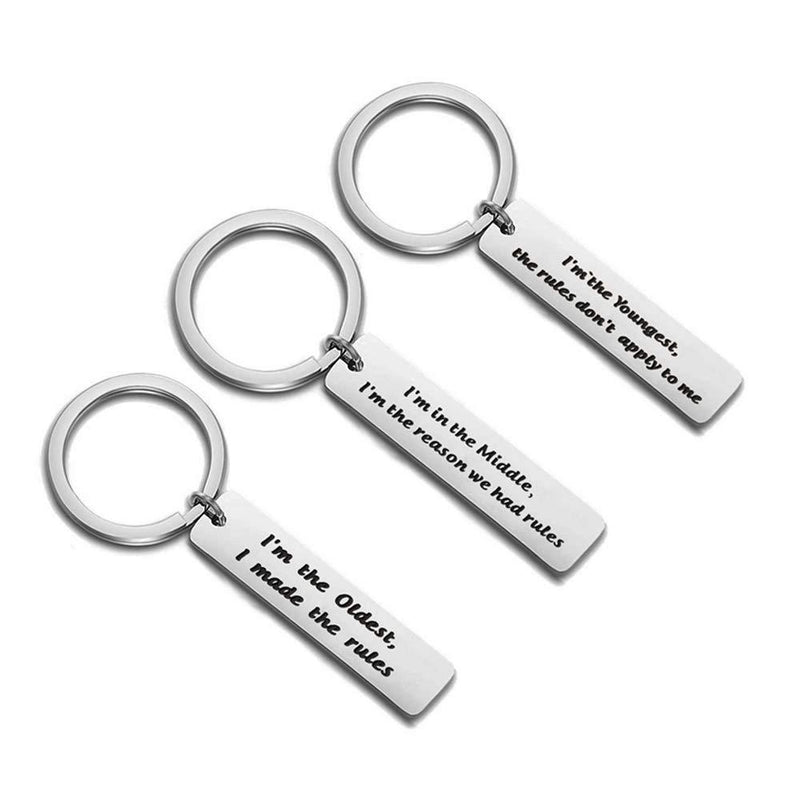 [Australia] - AKTAP Brother Keychain Sibling Jewelry Gift for Brother or Sister Family Jewelry Sister Gifts the oldest the middle the youngest 