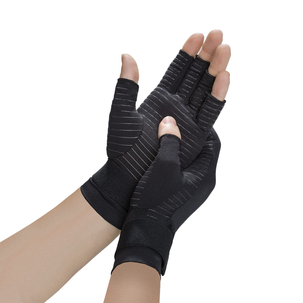 [Australia] - Copper Fit Unisex Hand Relief Compression Gloves Small/Medium (Pack of 1) Black 