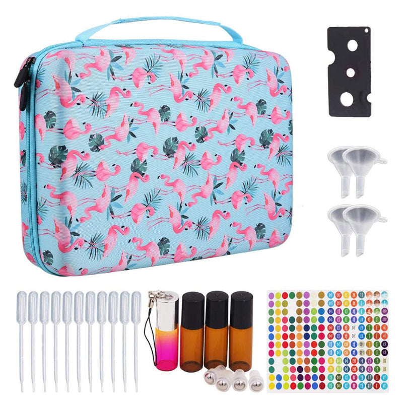[Australia] - Essential Oils Storage Hold 70 Bottles - Carrying Hard shell Organizer Case for Artnaturals/ Young Living/ Radha/ Doterra Aromatherapy Essential Oils 5ml, 10ml, 15ml with Foam Insert - Flamingo 