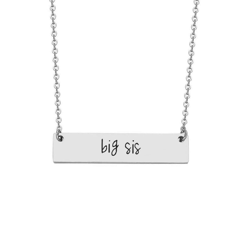 [Australia] - BRBAM Cute Stainless Steel Big & Mid & Lil Sis Engraved Bar Necklace Sweet Gift between Sisters Big Sis-S 