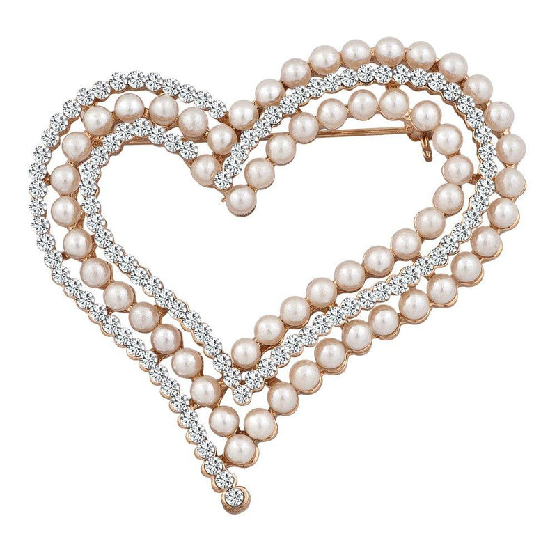 [Australia] - Jesse Ortega Heart Love Simulated Pearl Brooch Pins for Women Girls 