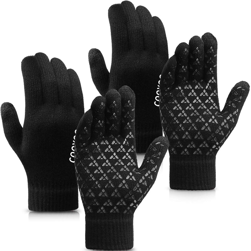 [Australia] - COOYOO Winter Gloves for Women and Men 2 Pairs,Touchscreen Gloves,Running Gloves Medium B-2 Pairs(black) 