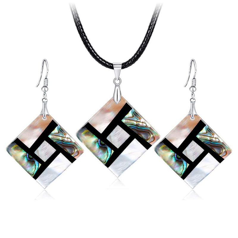 [Australia] - VEINTI+1 Creative Natural Abalone Shell Earrings Necklace Eye-Catcher Accessory Gift for Womens Jewelry Set 