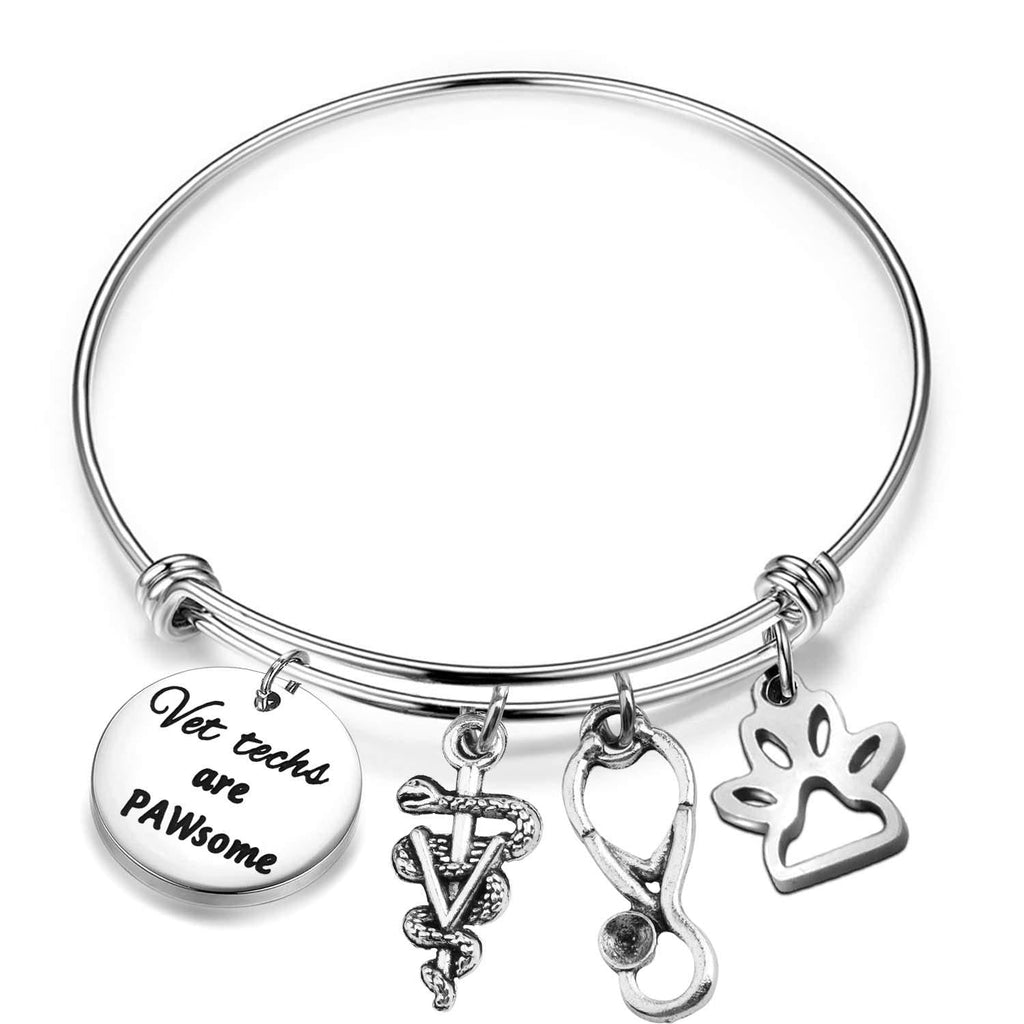 [Australia] - MAOFAED Vet Techs Gift Veterinary Technician Gift Vet Techs are Pawsome Veterinarian Keychain Veterinarian Graduation Gift PAW some bracelet 