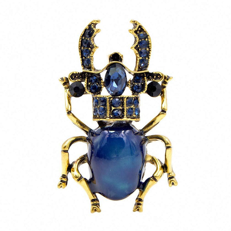 [Australia] - Jana Winkle 3 Colors Rhinestone Beetle Brooches Women Enamel Insect Brooch Pin Small Bugs Jewelry Gift blue 