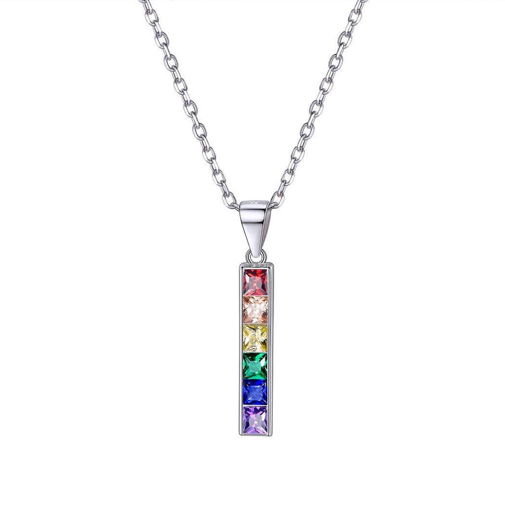 [Australia] - Suplight Hypoallergenic 925 Sterling Silver/Stainless Steel LGBT Bar/Dog Tag/Bead Pendant Necklace, Custom Engraved Rainbow Flag Lesbian Gay Pride Jewelry for Men Women with Gift Box a. dainty bar-925 sterling silver not custom 