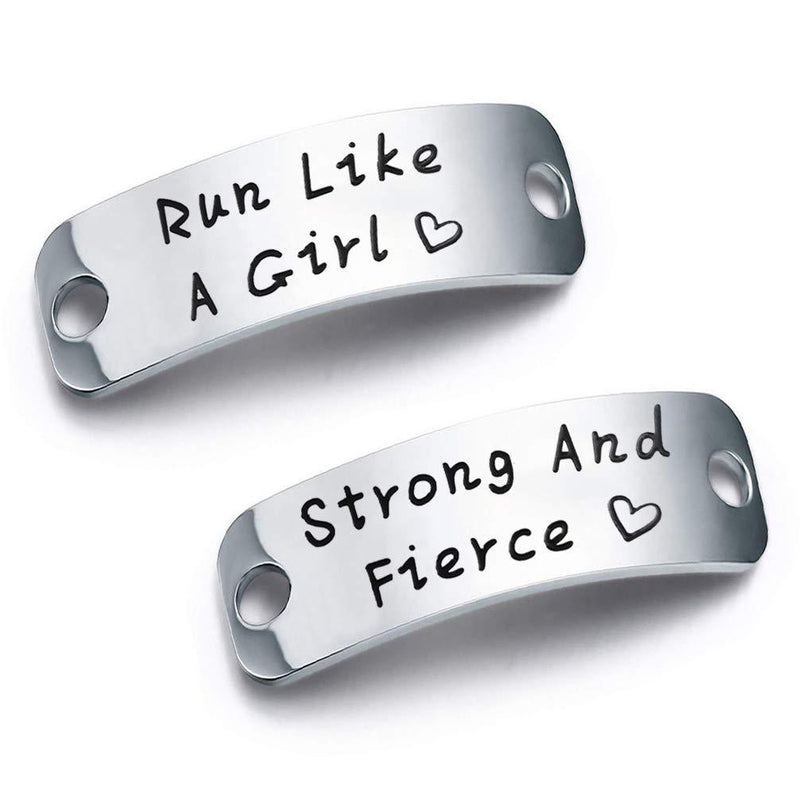 [Australia] - bobauna Shoe Lace Tag Run Like A Girl Strong and Fierce Inspirational Trainer Tags Gift for Runner Marathon Gift run girl strong fierce 