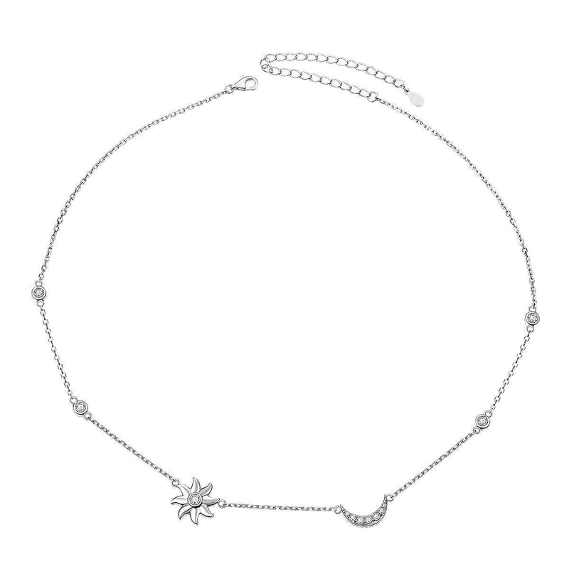 [Australia] - YinShan Dainty S925 Sterling Silver Jewelry Adjustable Choker Necklace Chain and Bracelet sun moon and star choker 