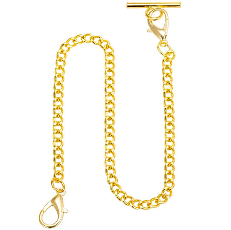 [Australia] - SIBOSUN Pocket Watch Chain Double Albert T-Bar - Antique 29 Inch Chains Vest Waistcoat Gold 