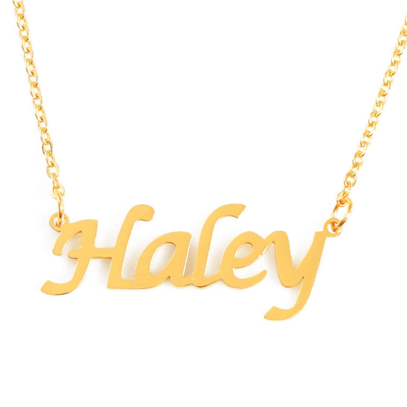 [Australia] - Haley Name Necklace 18ct Gold Plated Personalized Dainty Necklace - Jewelry Gift Women, Girlfriend, Mother, Sister, Friend, Gift Bag & Box 