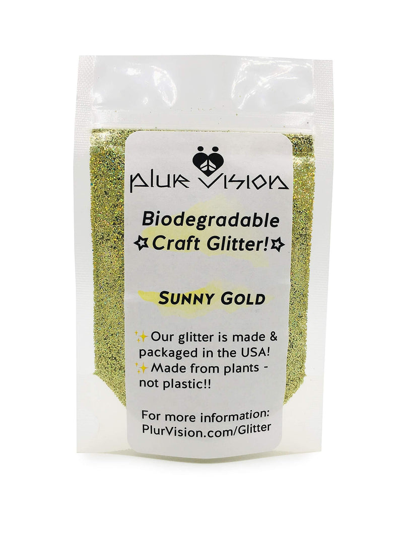 [Australia] - Biodegradable Glitter Made from Plant Cellulose, Earth Friendly. Perfect for Body Decoration, Cosmetics, Crafts, DIY Projects (1 Ounce Sunny Gold, Fine Grade) 1 Ounce 