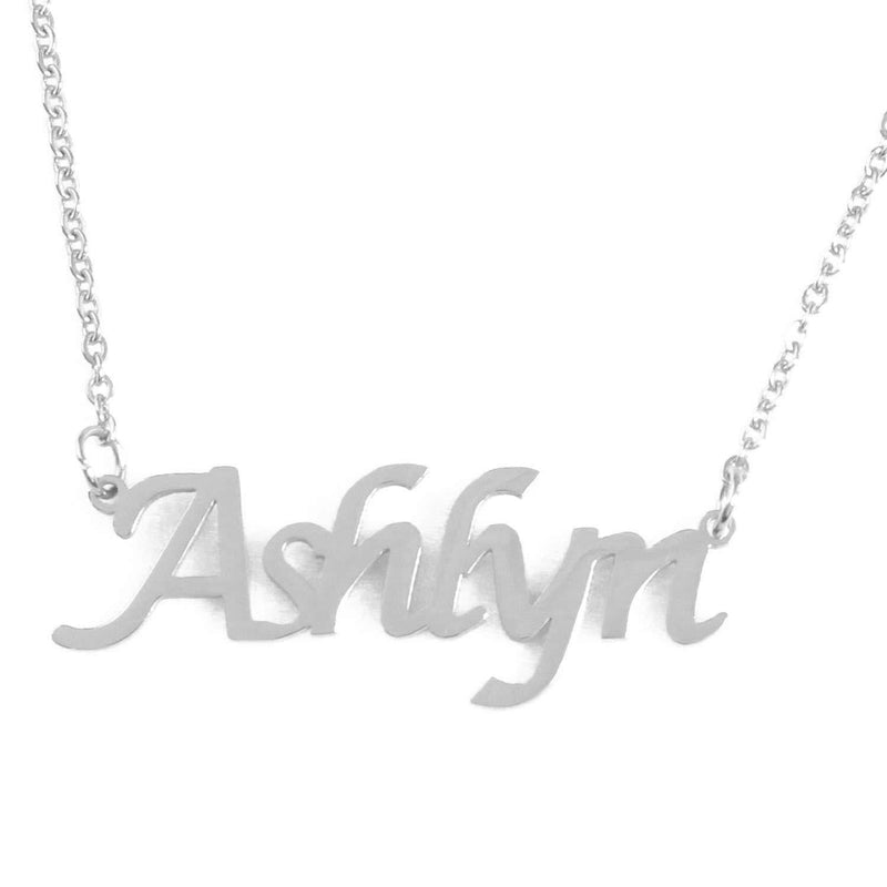 [Australia] - Ashlyn Name Necklace 18ct Silver Tone Personalized Dainty Necklace - Jewelry Gift Women, Girlfriend, Mother, Sister, Friend, Gift Bag & Box 