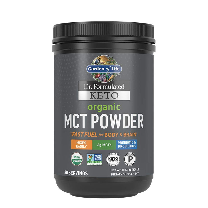 [Australia] - Garden of Life Dr. Formulated Keto Organic MCT Powder - 30 Servings, 6g MCTs from Coconuts Plus Prebiotic Fiber & Probiotics, Certified Organic, Non-GMO, Vegan, Gluten Free, Ketogenic & Paleo 