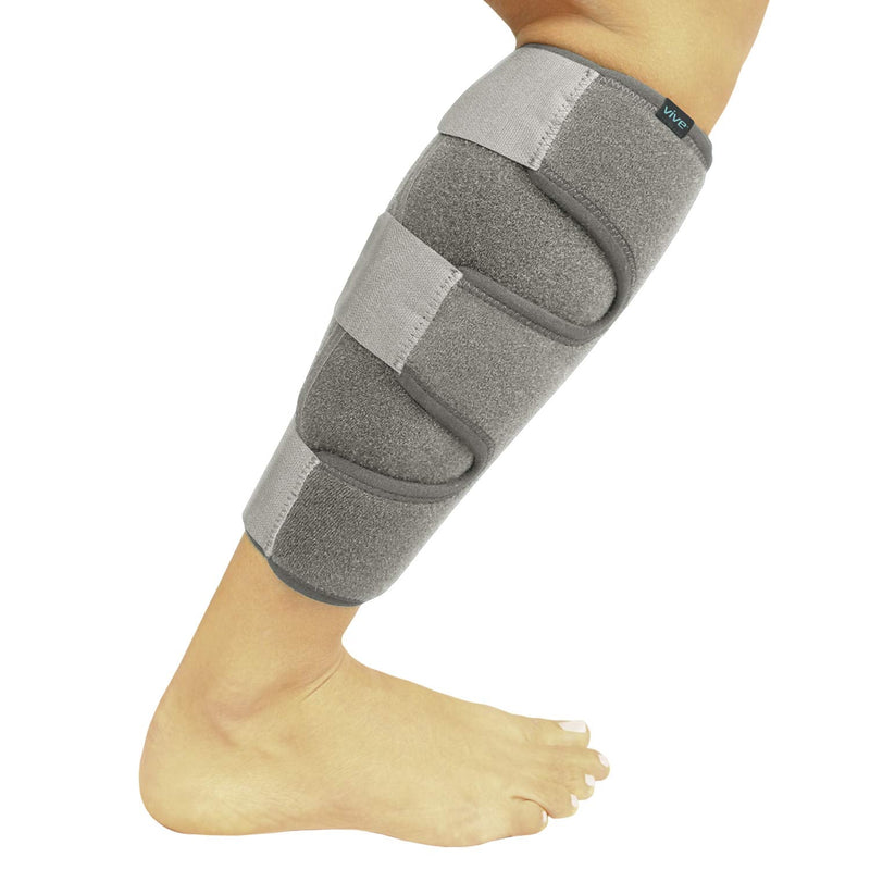 [Australia] - Vive Calf Brace - Adjustable Shin Splint Support - Lower Leg Compression Wrap Increases Circulation, Reduces Muscle Swelling - Calf Sleeve for Men and Women - Pain Relief (Gray) Gray 