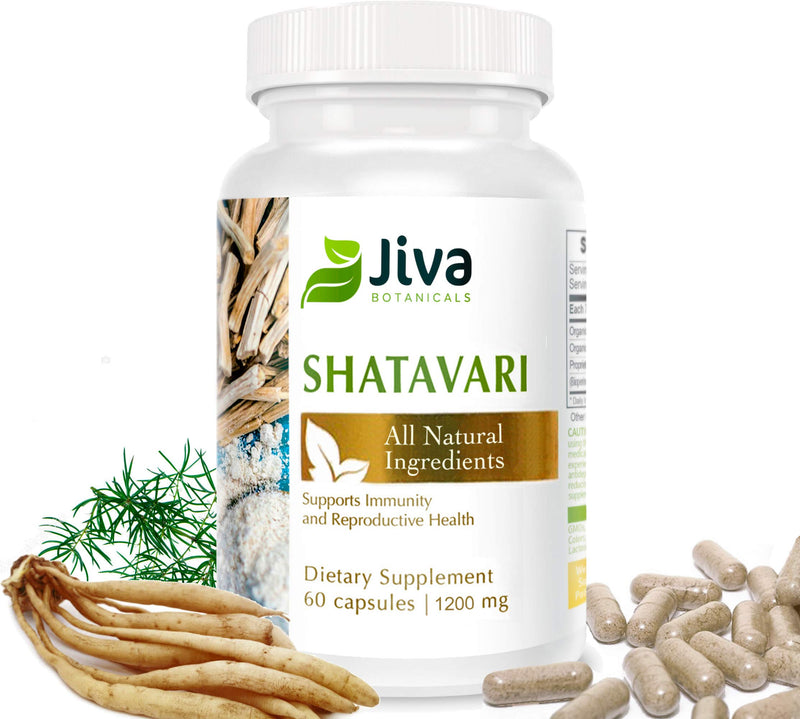 [Australia] - Shatavari Powder 1200 mg - Shatavari Capsules for Hormonal Balance for Women, Breastfeeding & Lactation Supplement - Formulated in USA, All Natural - High Potency & Purity - Jiva Botanicals 