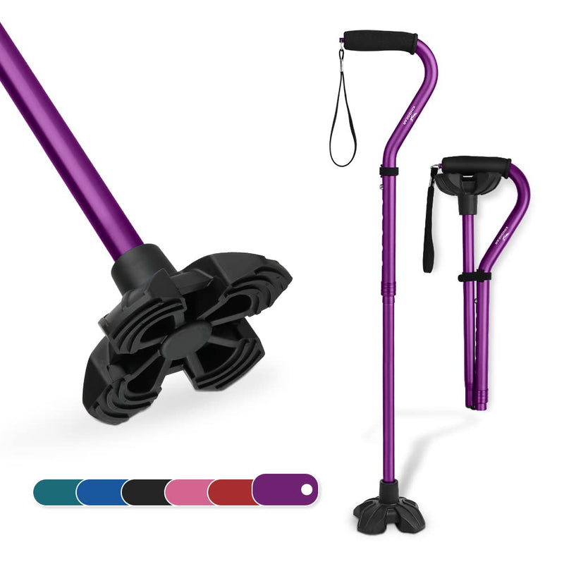 [Australia] - KingGear Adjustable Cane for Men & Women - Lightweight & Sturdy Offset Walking Stick - w/Additional Big Tip - Mobility Aid for Elderly, Seniors & Handicap… Purple 