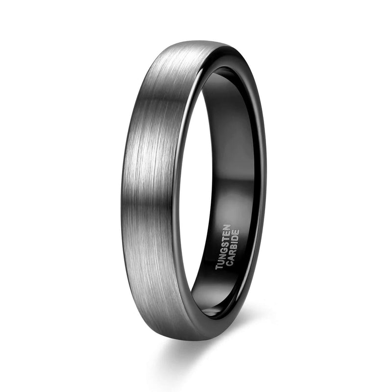 [Australia] - TRUMIUM 4mm 6mm 8mm Tungsten Rings for Men Women Engagement Wedding Band Brushed Black Comfort Fit Size 4-15 4mm Black 