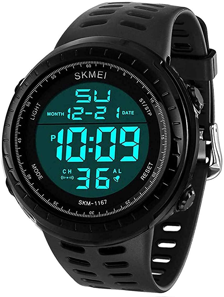 [Australia] - LYMFHCH Men's Digital Sports Watch LED Screen Large Face Military Watches for Men Waterproof Casual Luminous Stopwatch Alarm Simple Army Watch Black 