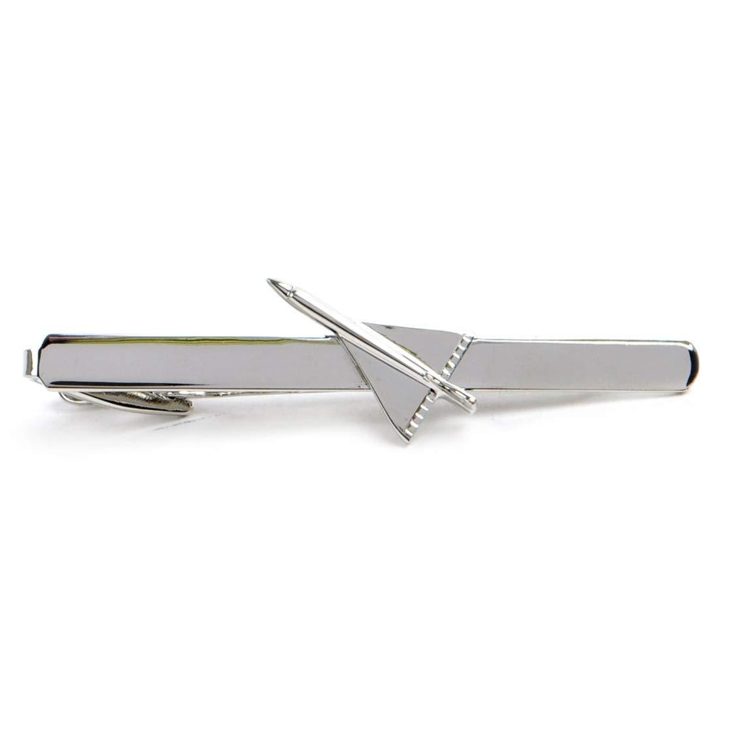 [Australia] - Silver Tone Airplane Tie Bar Clip 