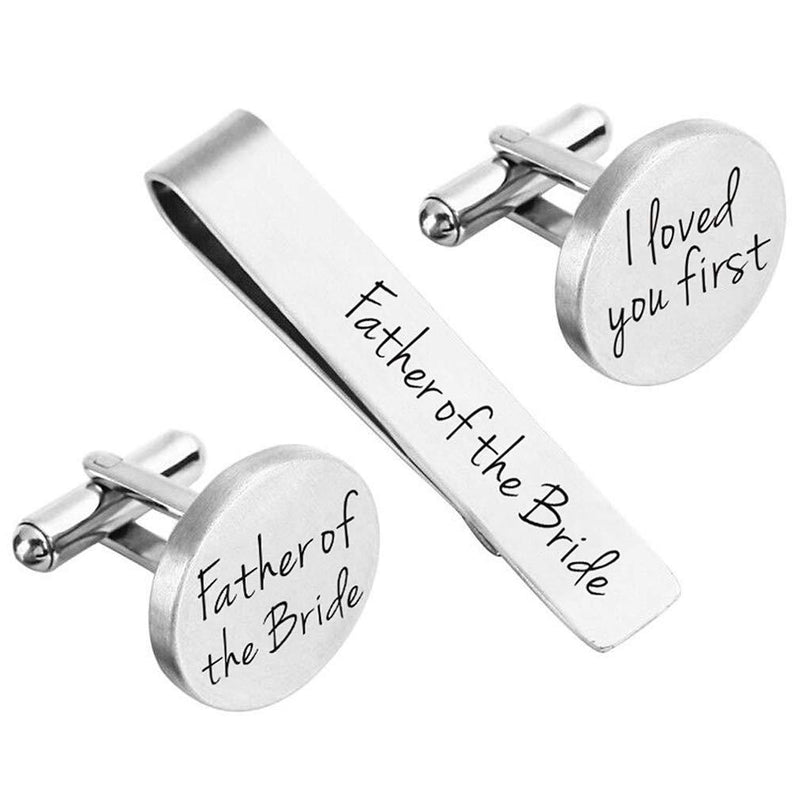 [Australia] - ZUNON Cufflinks Wedding Engraved Groom Groomsman Father of The Bride Best Man Tie Clip Tack Bar 