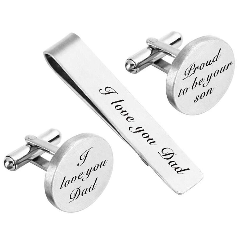[Australia] - ZUNON Cufflinks Wedding Engraved Father of The Bride/Groom Gifts Tie Clip Tack Bar Father of the Groom 