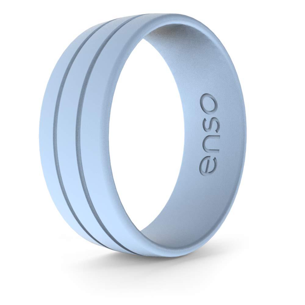 [Australia] - Enso Rings Ultralite Silicone Wedding Ring – Men’s Hypoallergenic Wedding Band – Comfortable Band for Active Lifestyle - Medical Grade Silicone – 1.27mm Thick Band Glacier 3 